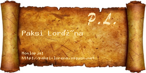 Paksi Loréna névjegykártya